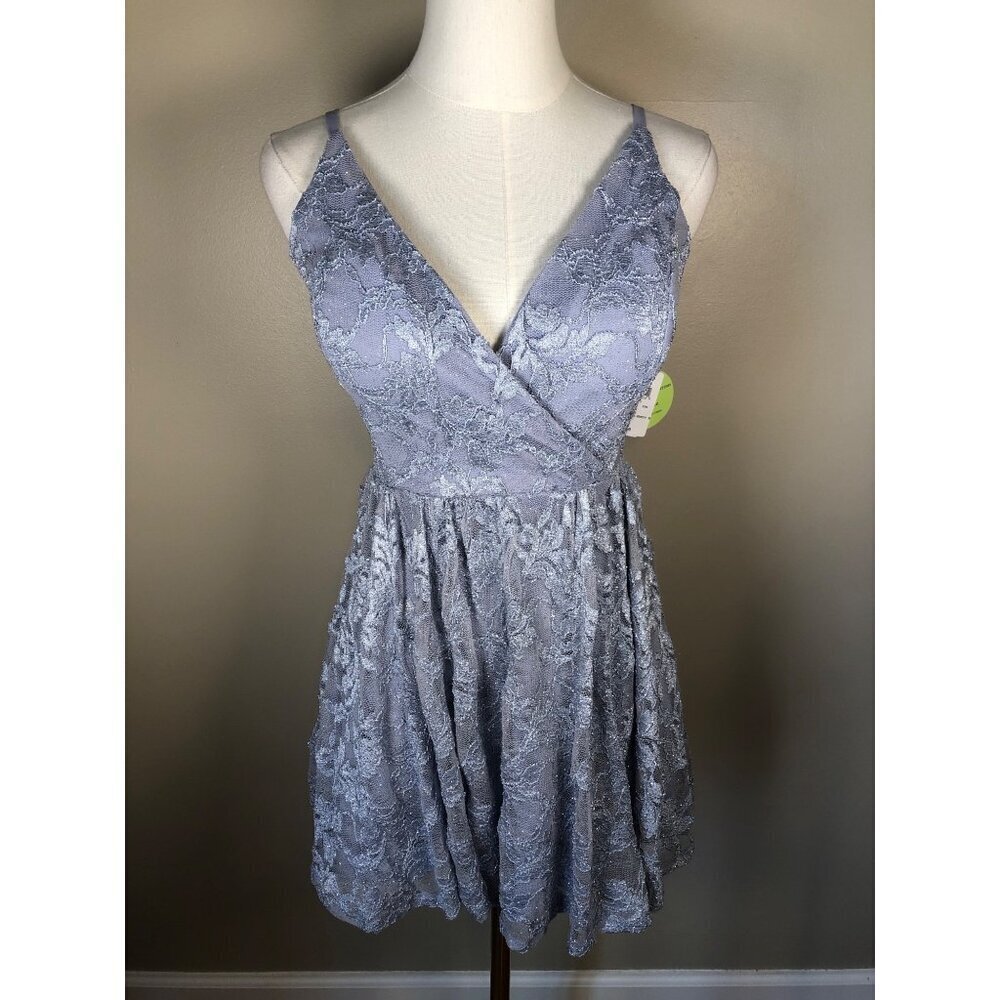 NWT Speechless Blue Lace Spaghetti Strap Fit-And-Flare Dress With V-Neck Size 1